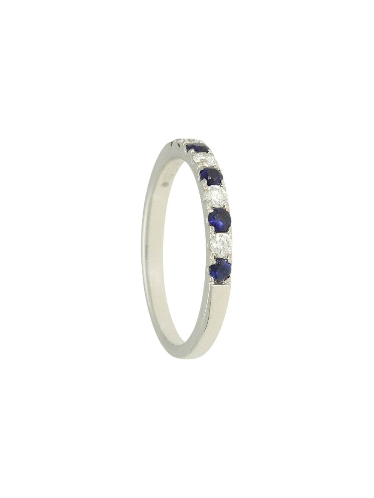 Pre Owned Sapphire & Diamond Half Eternity Ring in 18ct White Gold