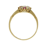 Pre Owned Ruby & Diamond Cluster Ring in 18ct Yellow Gold