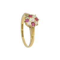 Pre Owned Ruby & Diamond Cluster Ring in 18ct Yellow Gold