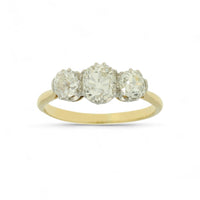 Pre Owned Diamond Three Stone Ring in 18ct Yellow Gold and Platinum