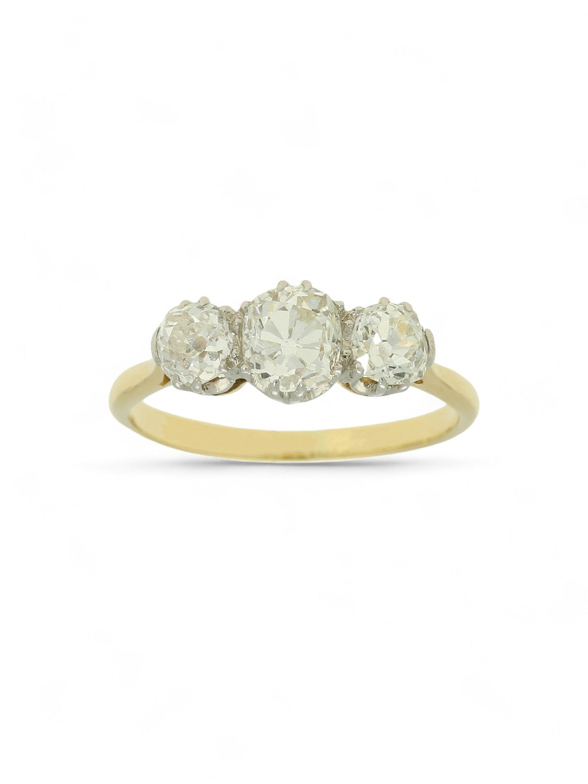 Pre Owned Diamond Three Stone Ring in 18ct Yellow Gold and Platinum