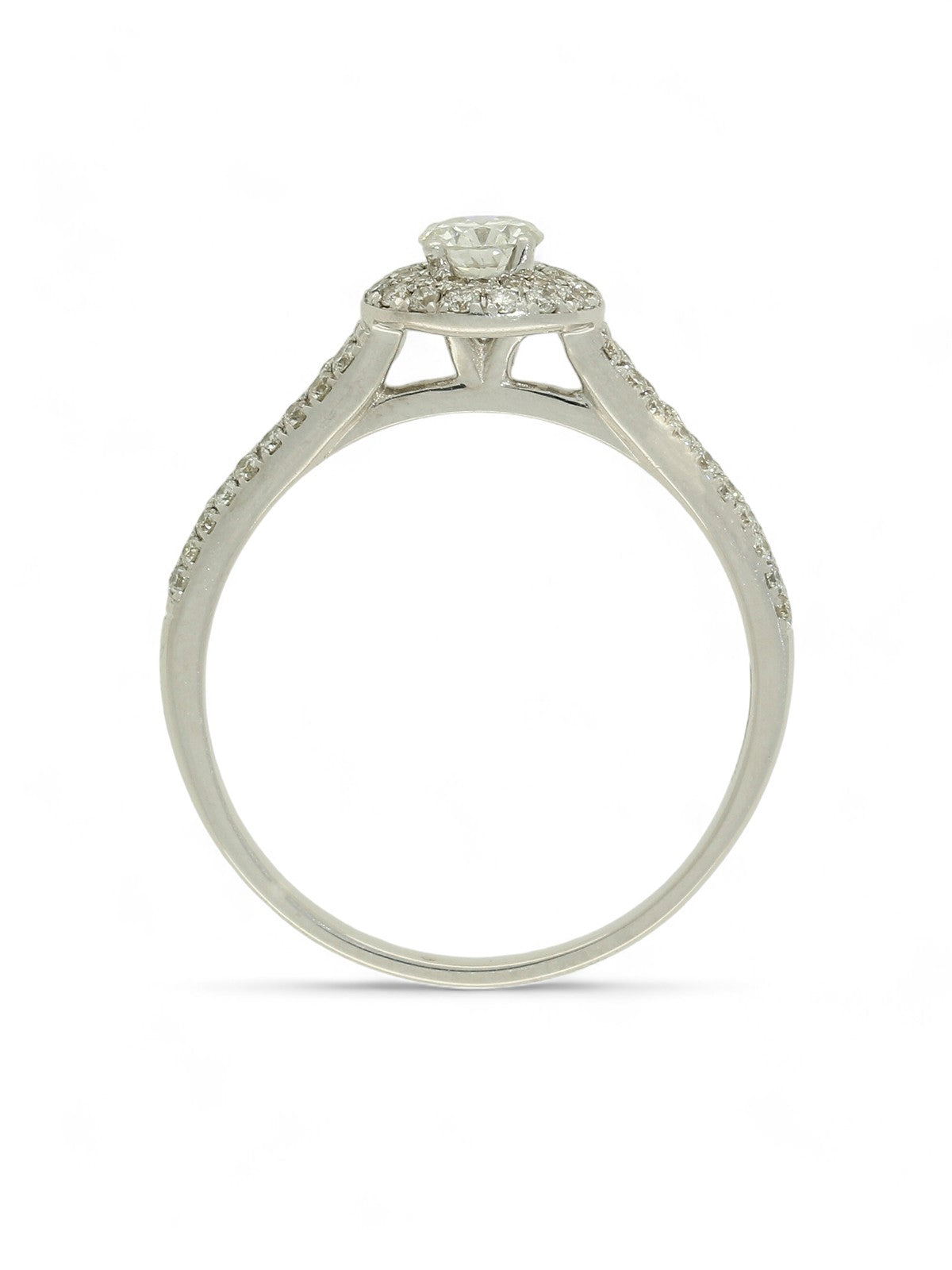 Pre Owned Diamond Halo Ring in 9ct White Gold