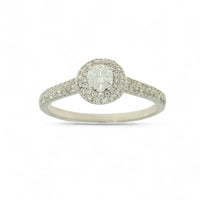 Pre Owned Diamond Halo Ring in 9ct White Gold