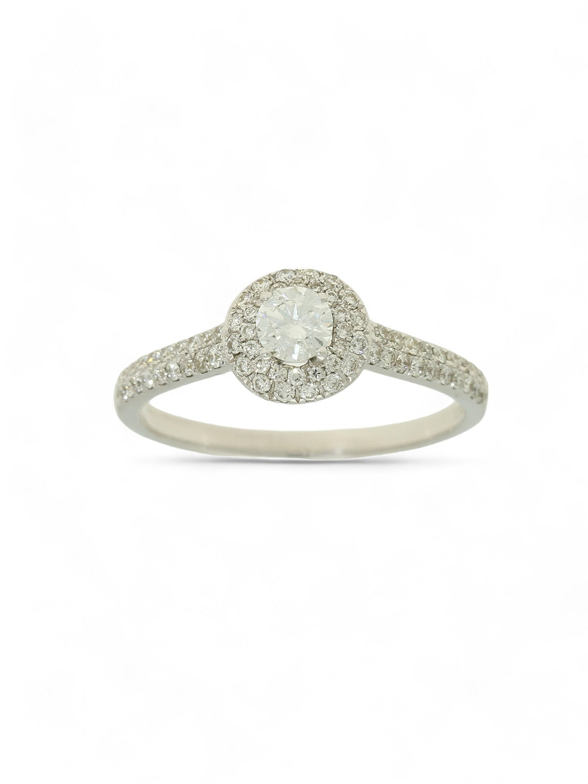 Pre Owned Diamond Halo Ring in 9ct White Gold