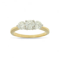 Pre Owned Diamond Three Stone Round Brilliant Cut Diamond Ring in 18ct Yellow and White Gold