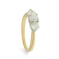 Pre Owned Diamond Three Stone Round Brilliant Cut Diamond Ring in 18ct Yellow and White Gold