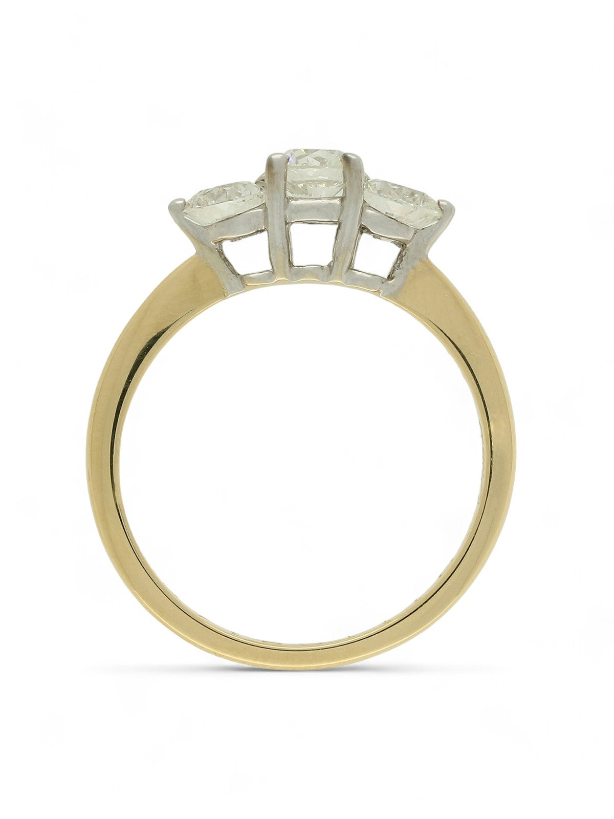 Pre Owned Diamond Three Stone Round Brilliant Cut Diamond Ring in 18ct Yellow and White Gold