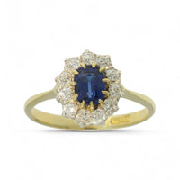 Pre Owned Sapphire & Diamond Cluster Ring in 18ct Yellow Gold & Platinum