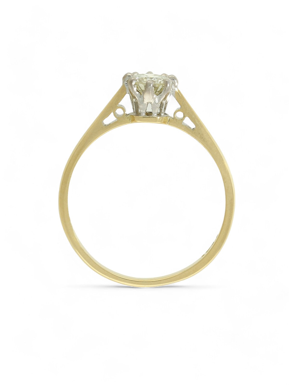 Pre Owned Diamond Solitaire Ring in 18ct yellow Gold and Platinum