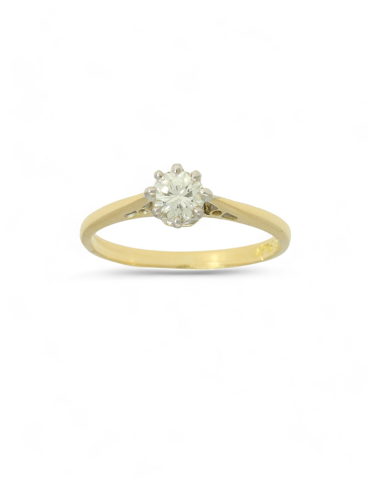 Pre Owned Diamond Solitaire Ring in 18ct yellow Gold and Platinum