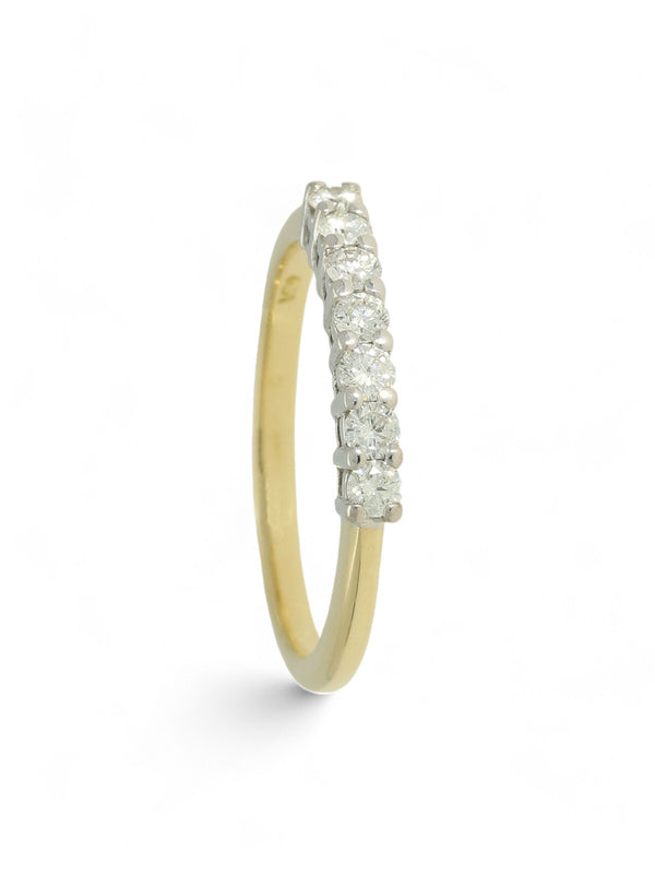 Pre Owned Diamond Seven Stone Half Eternity Ring in 18ct Yellow & White Gold