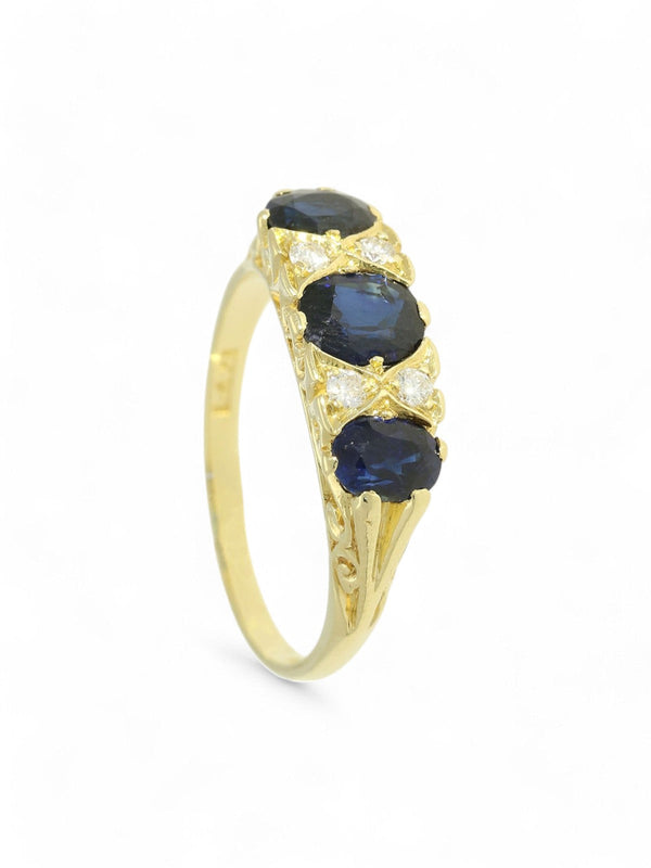 Pre Owned Sapphire & Diamond Dress Ring in 18ct Yellow Gold