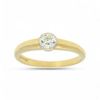 Pre Owned Diamond Solitaire Ring in 18ct Yellow & White Gold