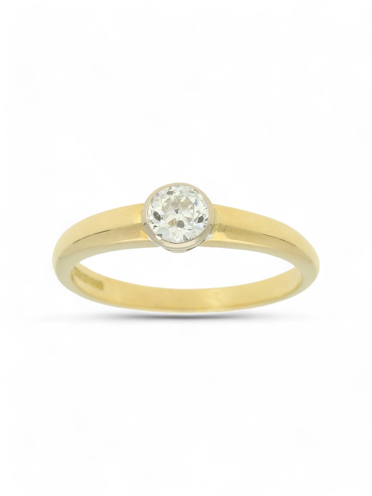 Pre Owned Diamond Solitaire Ring in 18ct Yellow & White Gold