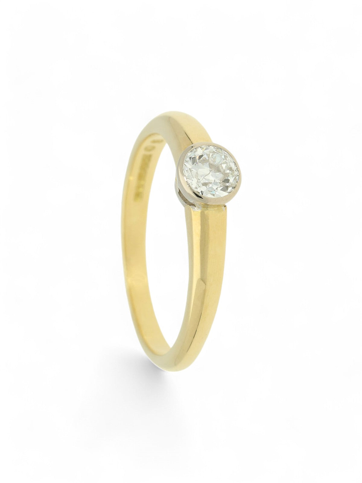 Pre Owned Diamond Solitaire Ring in 18ct Yellow & White Gold