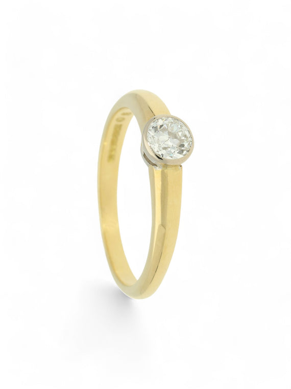 Pre Owned Diamond Solitaire Ring in 18ct Yellow & White Gold