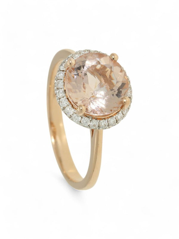 Pre Owned Morganite & Diamond Cluster Ring in 14ct Rose Gold