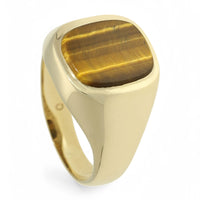 Pre Owned Tiger's Eye Signet Ring in 9ct Yellow Gold