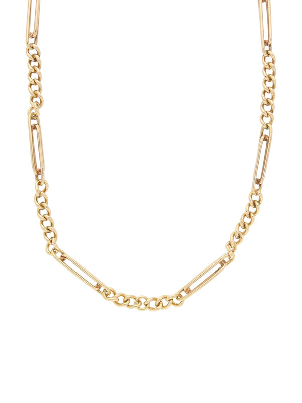 Pre Owned Curb & Triple Bar Link Chain Necklace in 9ct Yellow Gold