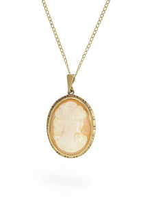 SALE Pre Owned Stamped Cameo Pendant in 9ct Yellow Gold