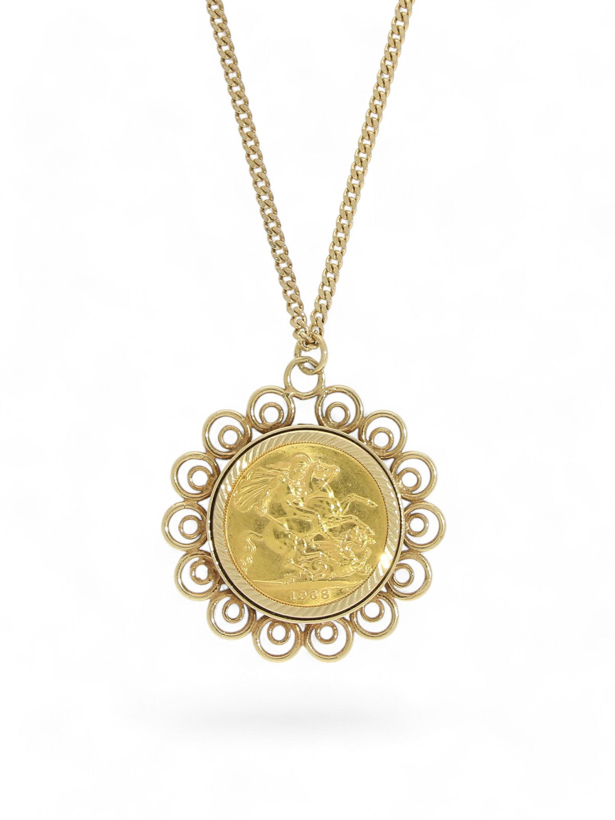 Pre Owned Sovereign Pendant Necklace in 9ct Yellow Gold