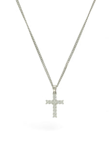 Pre Owned Diamond Cross Pendant Necklace in 18ct White Gold