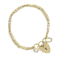 Pre Owned Gate Bracelet with Padlock Clasp in 9ct Yellow Gold