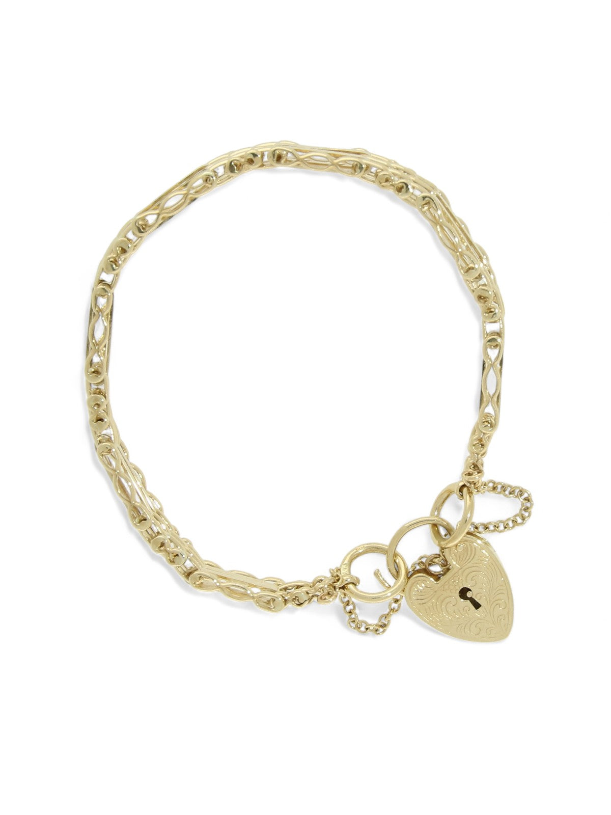 Pre Owned Gate Bracelet with Padlock Clasp in 9ct Yellow Gold