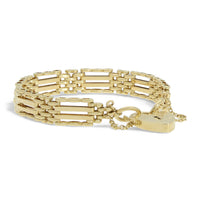 Pre Owned Gate Bracelet with Padlock Clasp in 9ct Yellow Gold