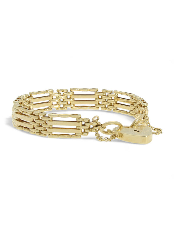 Pre Owned Gate Bracelet with Padlock Clasp in 9ct Yellow Gold