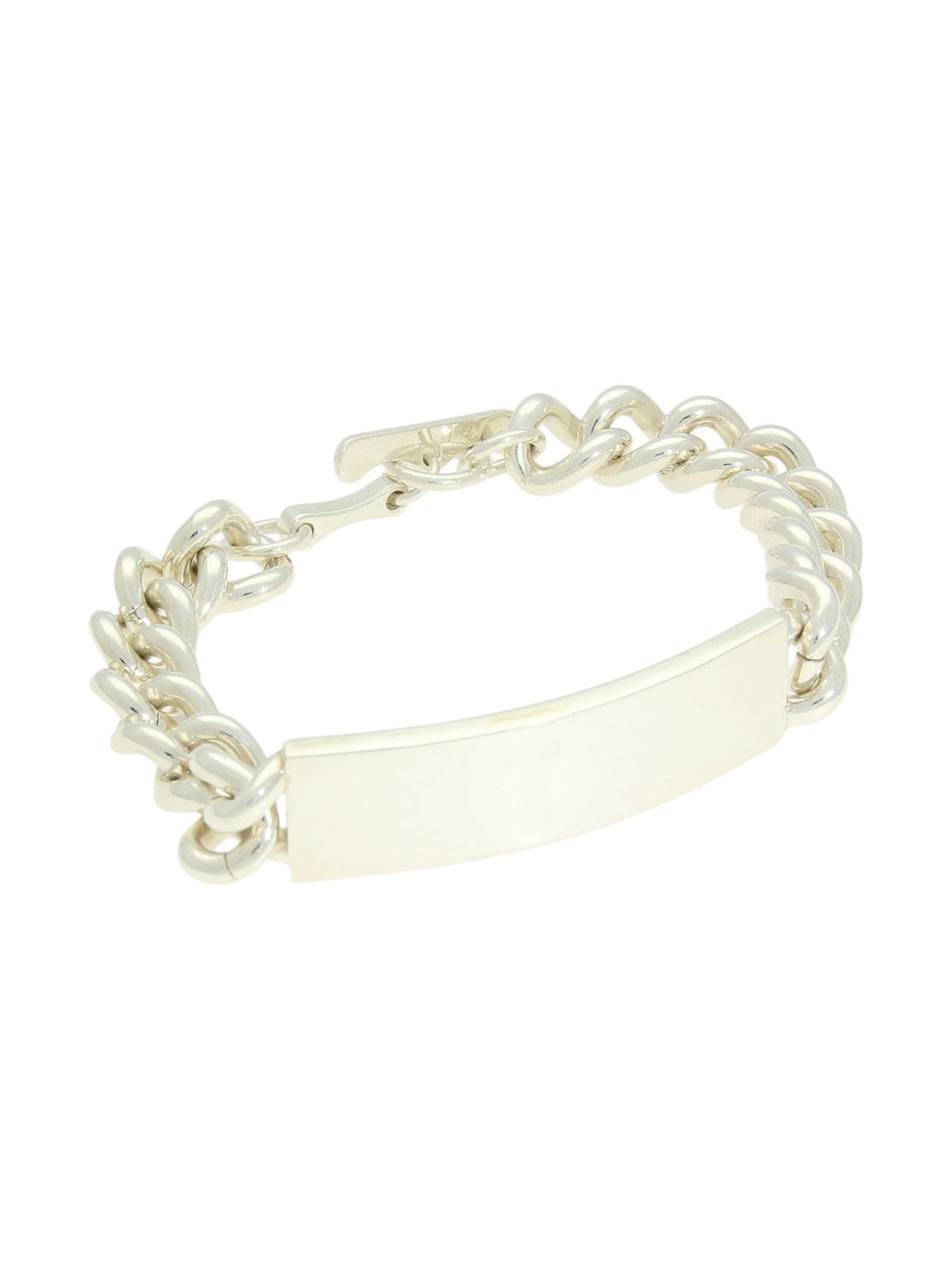 Pre Owned ID Curb Link Bracelet in Silver