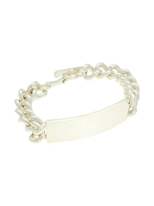 Pre Owned ID Curb Link Bracelet in Silver