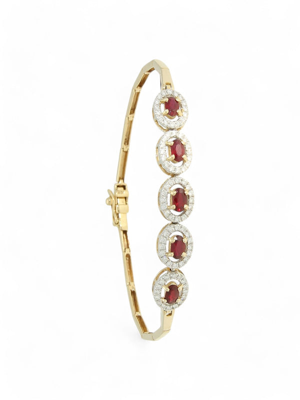 Pre Owned Ruby & Diamond Bracelet in 14ct Yellow Gold