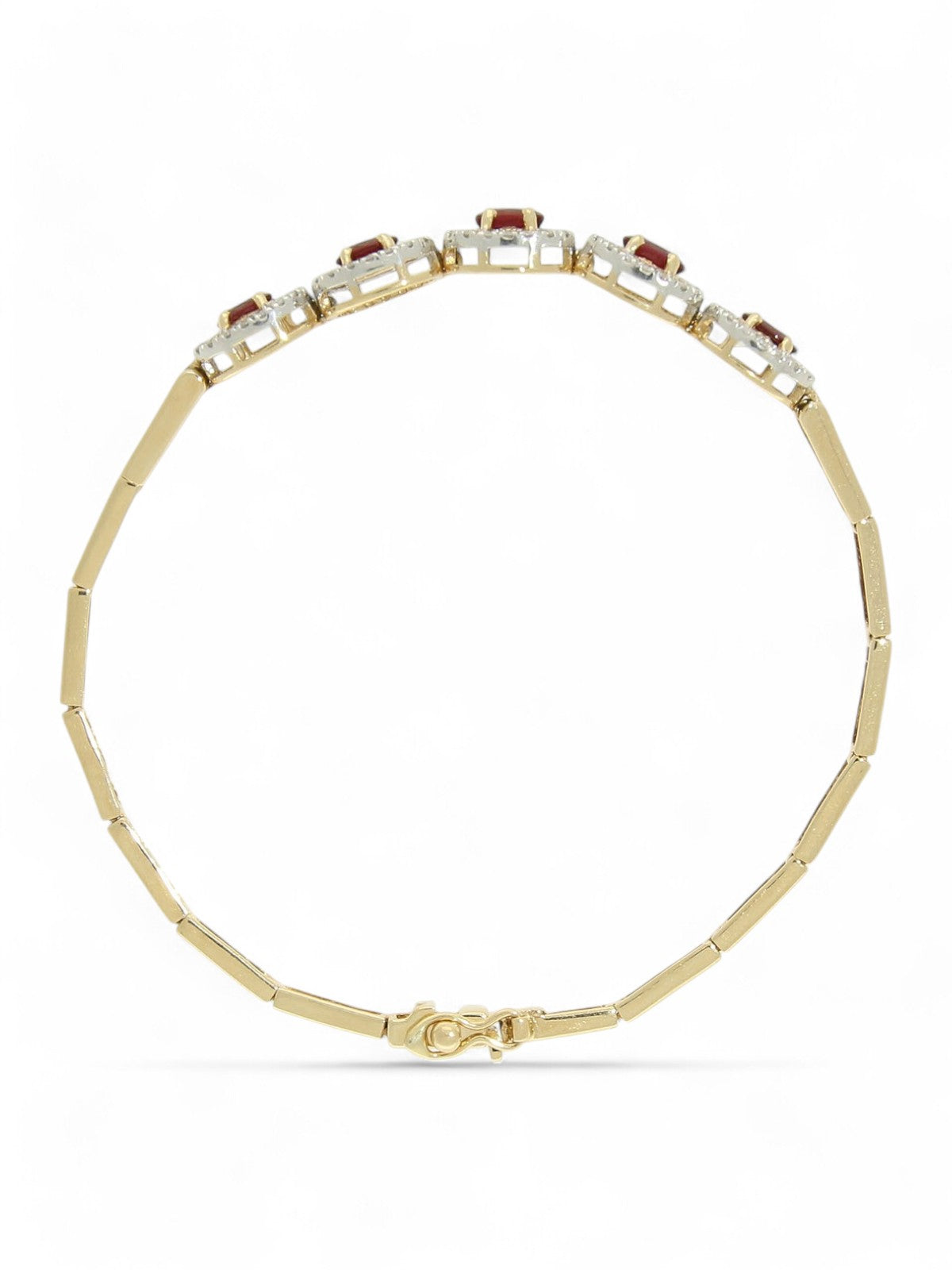 Pre Owned Ruby & Diamond Bracelet in 14ct Yellow Gold