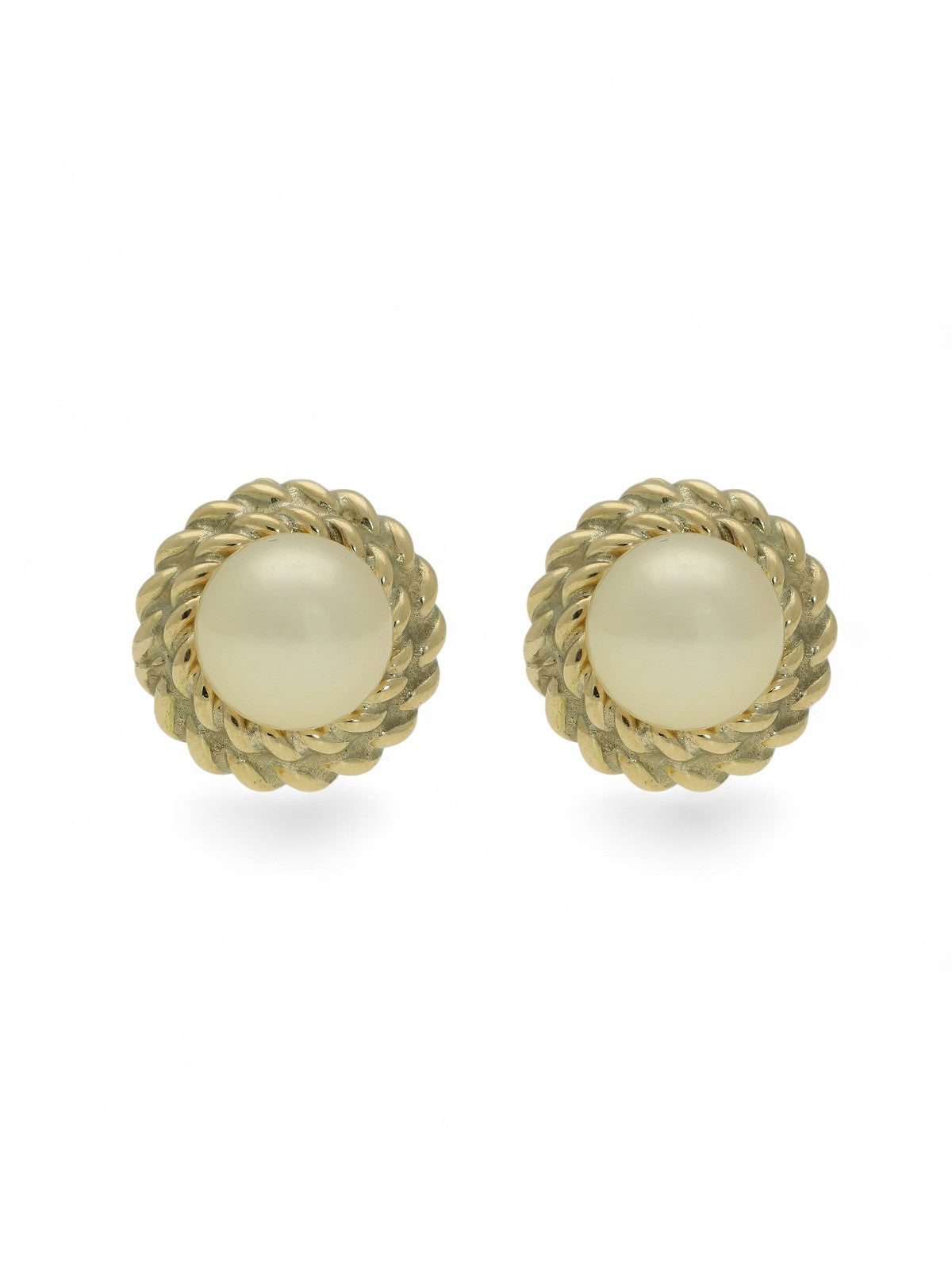 Pre Owned Cultured Pearl Stud Earrings in 9ct Yellow Gold