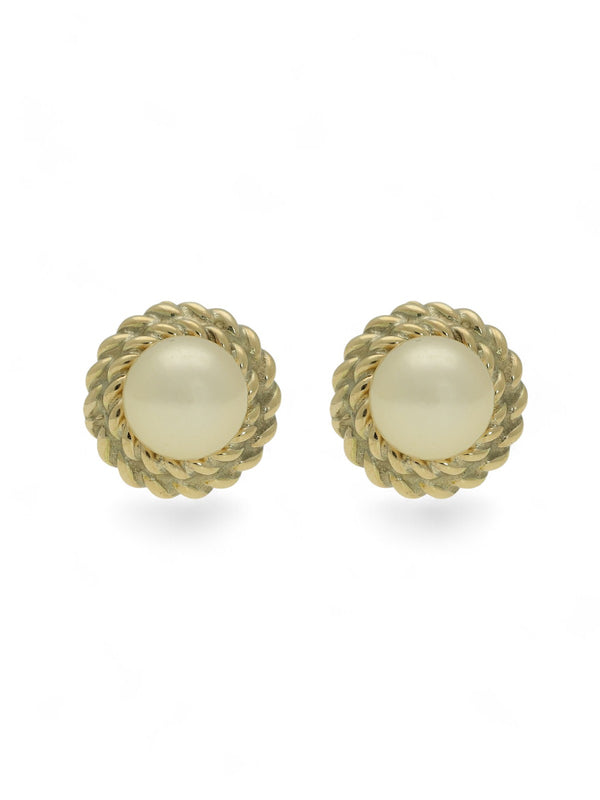 Pre Owned Cultured Pearl Stud Earrings in 9ct Yellow Gold