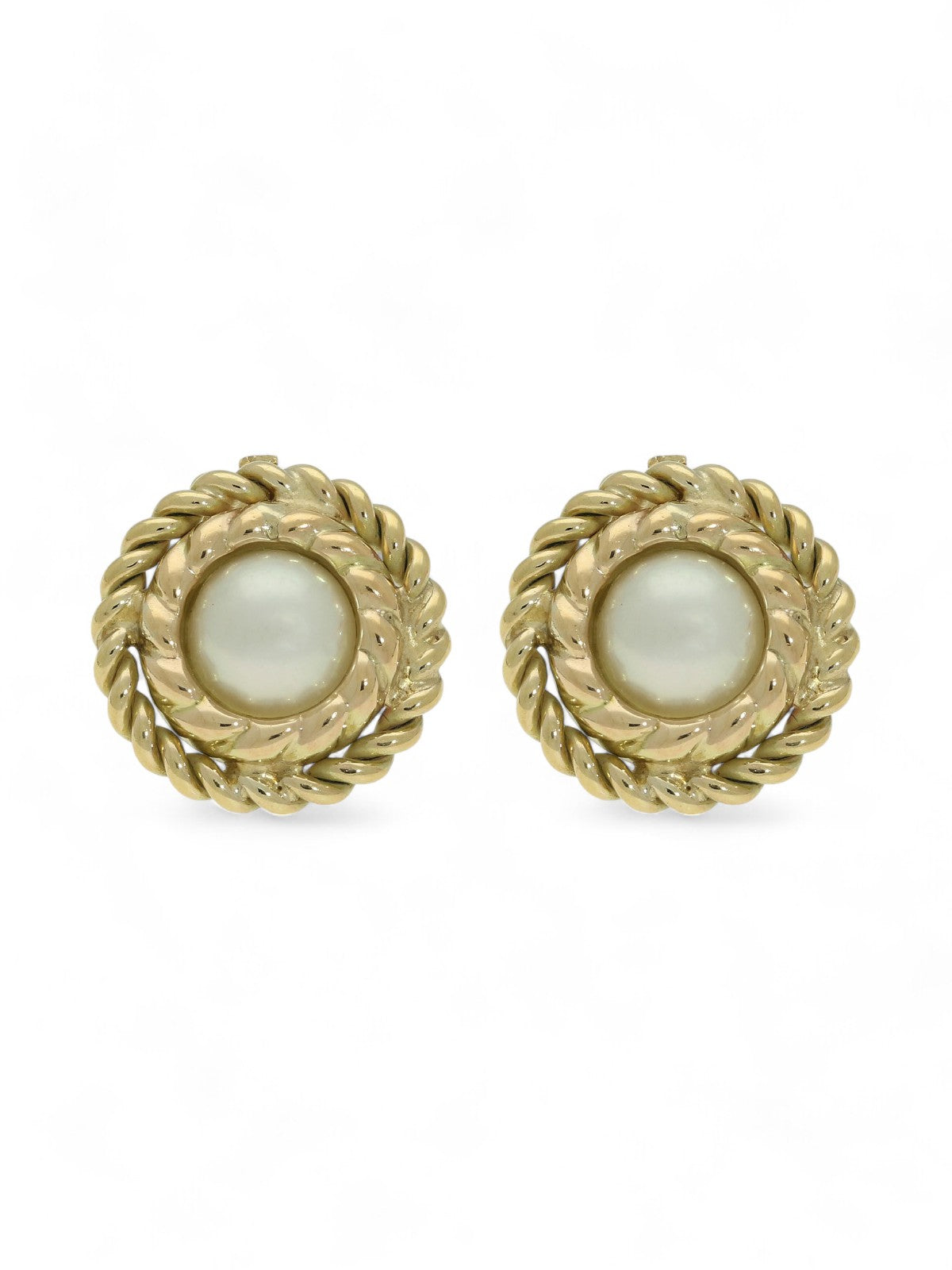 Pre Owned Cultured Pearl Stud Earrings in 9ct Yellow Gold