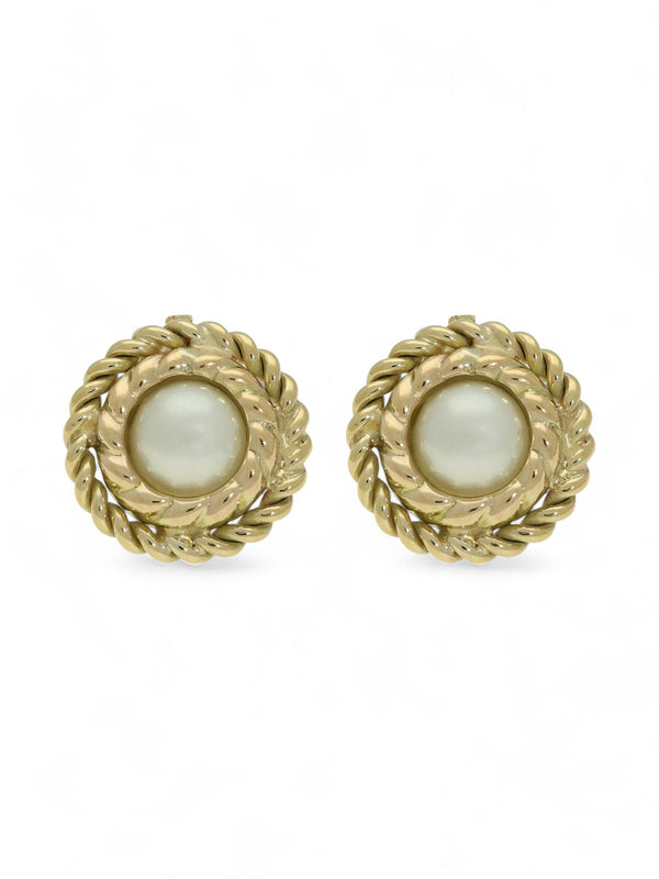 Pre Owned Cultured Pearl Stud Earrings in 9ct Yellow Gold