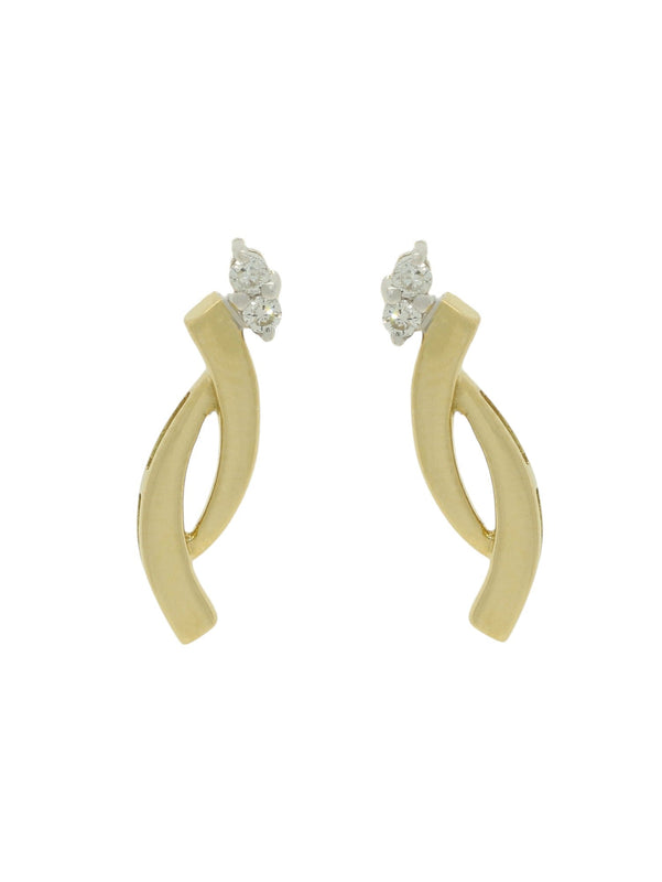 Pre Owned Diamond Drop Earrings in 18ct Yellow & White Gold