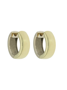 Pre Owned Huggie Hoop Earrings in 9ct Yellow & White Gold