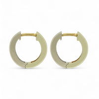 Pre Owned Huggie Hoop Earrings in 9ct Yellow & White Gold