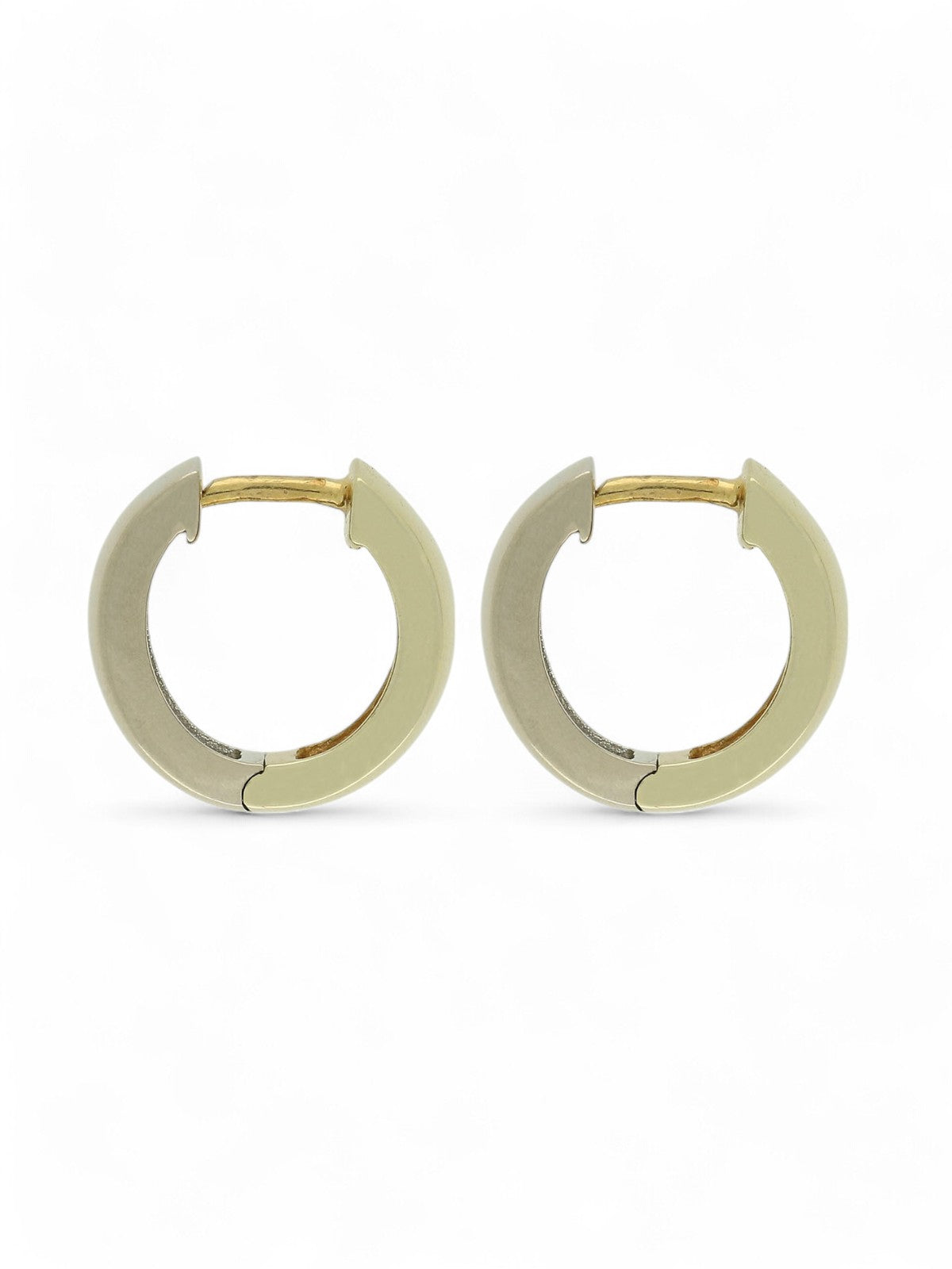 Pre Owned Huggie Hoop Earrings in 9ct Yellow & White Gold