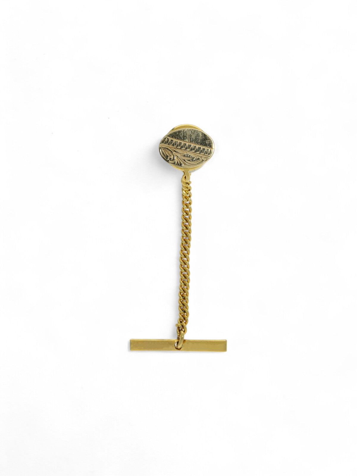 Pre Owned Engraved Tie Tack in 9ct Yellow Gold