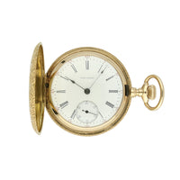 Pre Owned Waltham 17 Jewels Full Hunter 14K Yellow Gold Stamped Manual Wind Pocket Watch