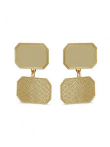 Pre Owned Oblong Patterned Cufflinks in 9ct Yellow Gold