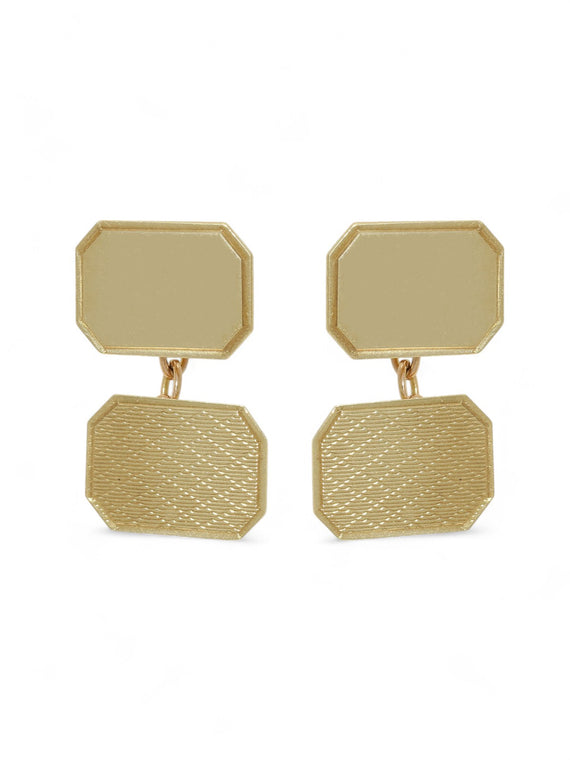 Pre Owned Oblong Patterned Cufflinks in 9ct Yellow Gold