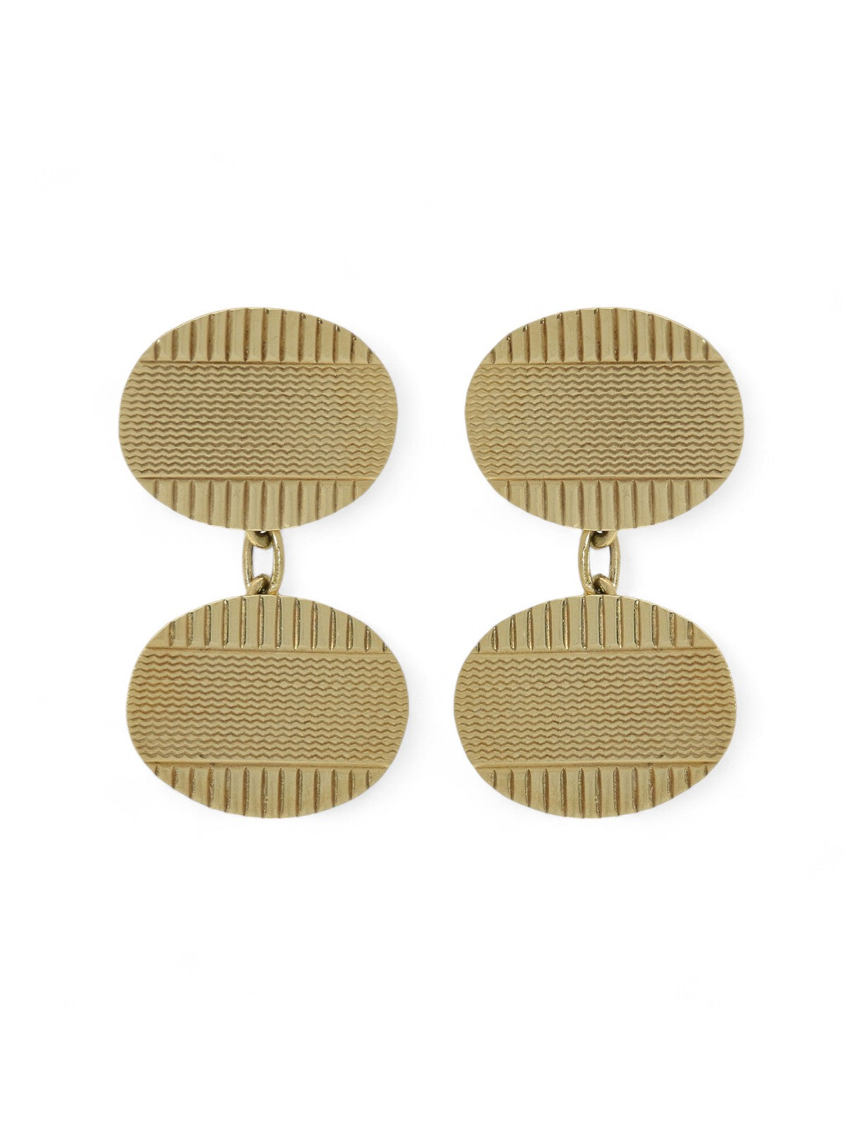 Pre Owned Patterned Oval Cufflinks in 9ct Yellow Gold