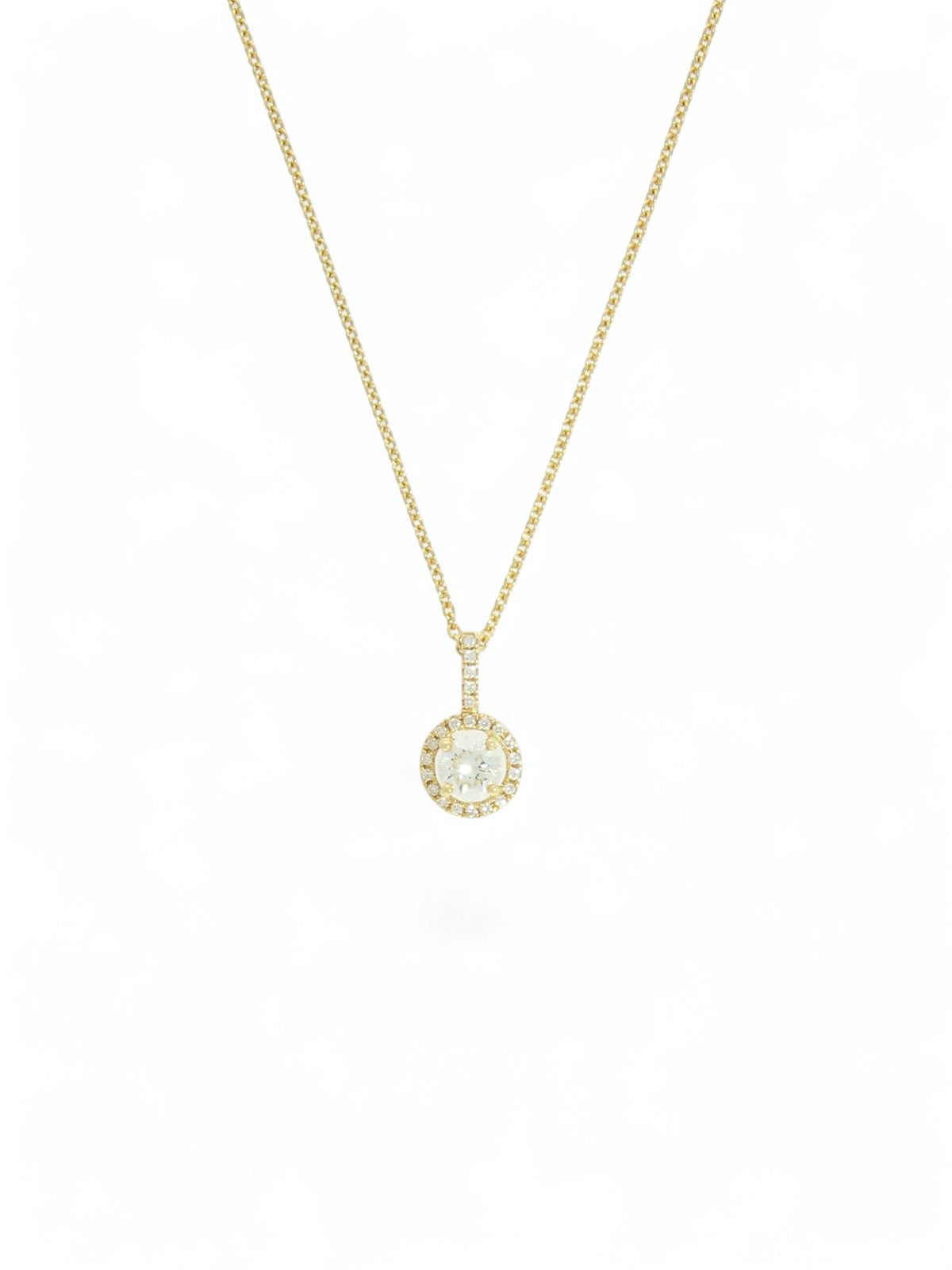 Diamond Solitaire Halo Pendant Certificated 0.60ct in 18ct Yellow Gold