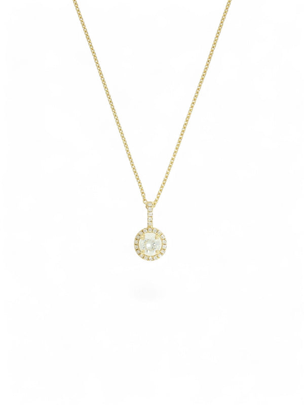 Diamond Solitaire Halo Pendant Certificated 0.60ct in 18ct Yellow Gold