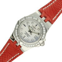 Pre Owned Breitling Galactic 30 Steel Quartz 30mm Watch on Red Leather Strap
